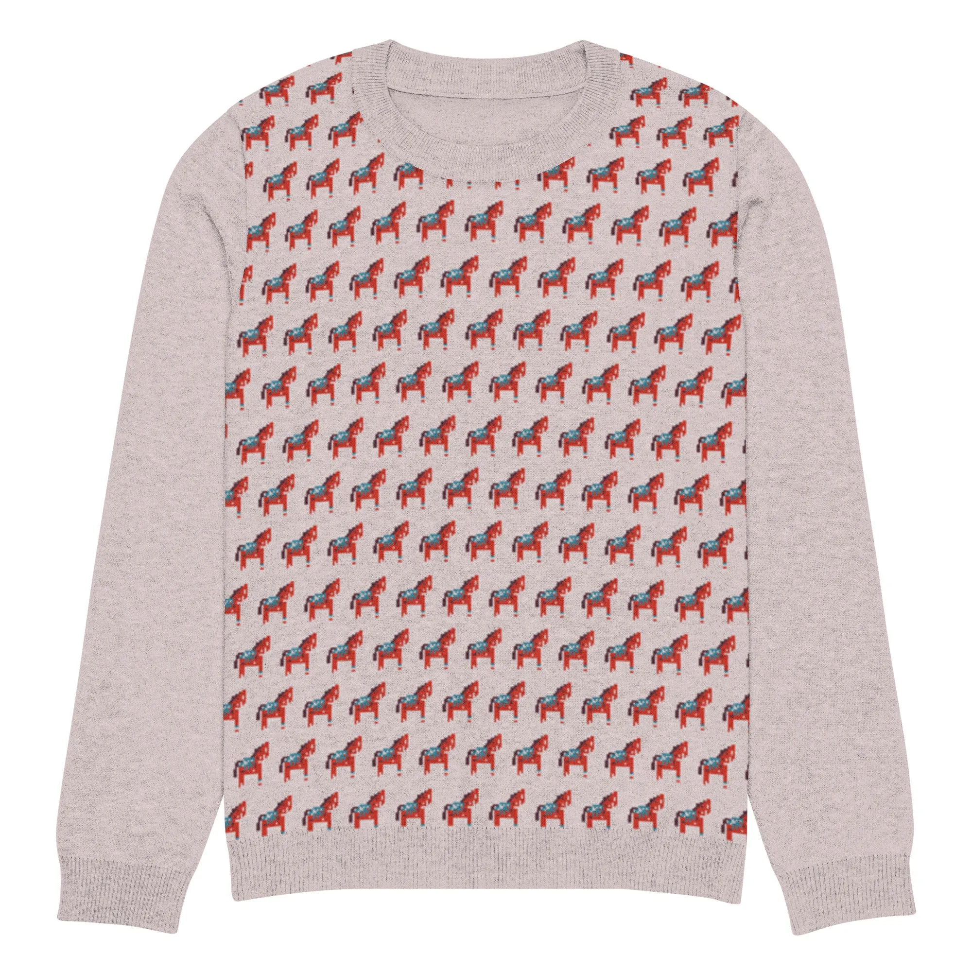 Knitted Crew Neck Sweater - Horse (Glamourange Christmas Knitted Crew Neck Sweater - Front Pattern)