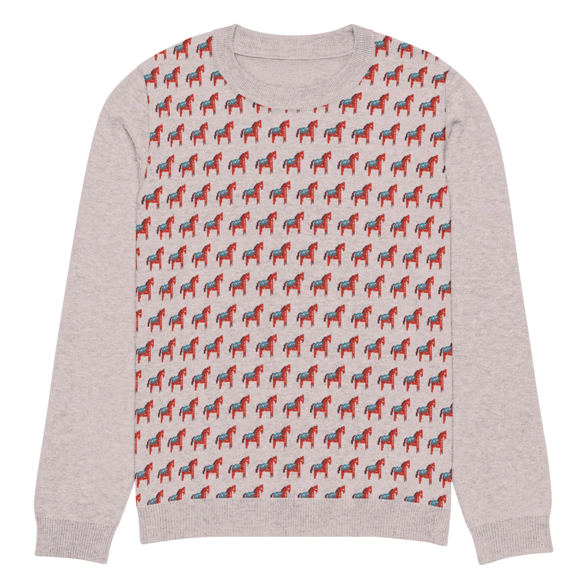 Knitted Crew Neck Sweater - Horse (Glamourange Christmas Knitted Crew Neck Sweater - Front Pattern)