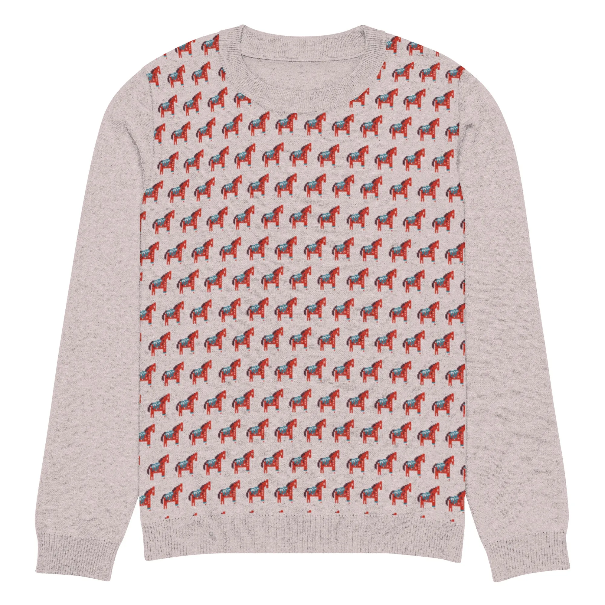 Knitted Crew Neck Sweater - Horse (Glamourange Christmas Knitted Crew Neck Sweater - Front Pattern)