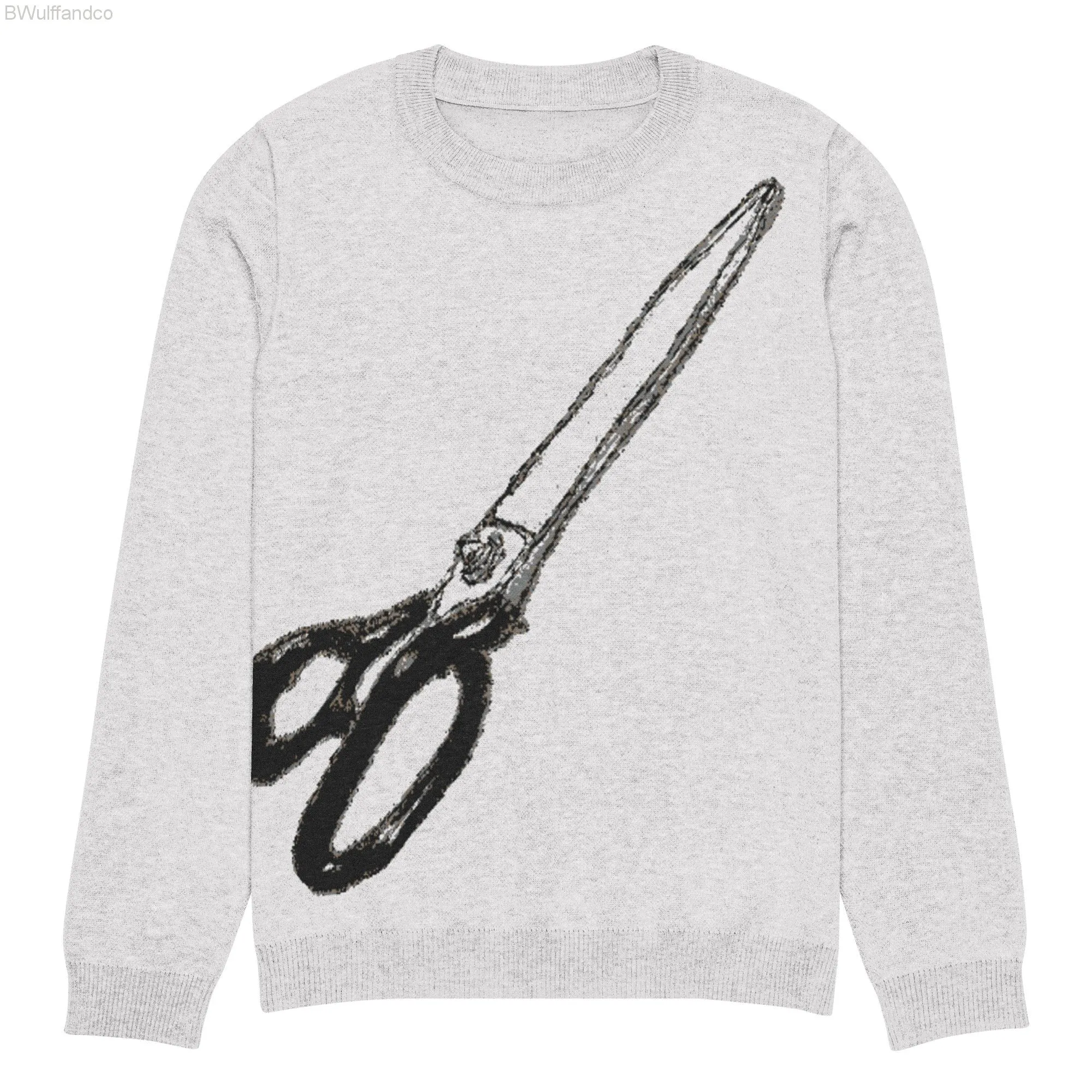 Knitted crew neck sweater - Scissors