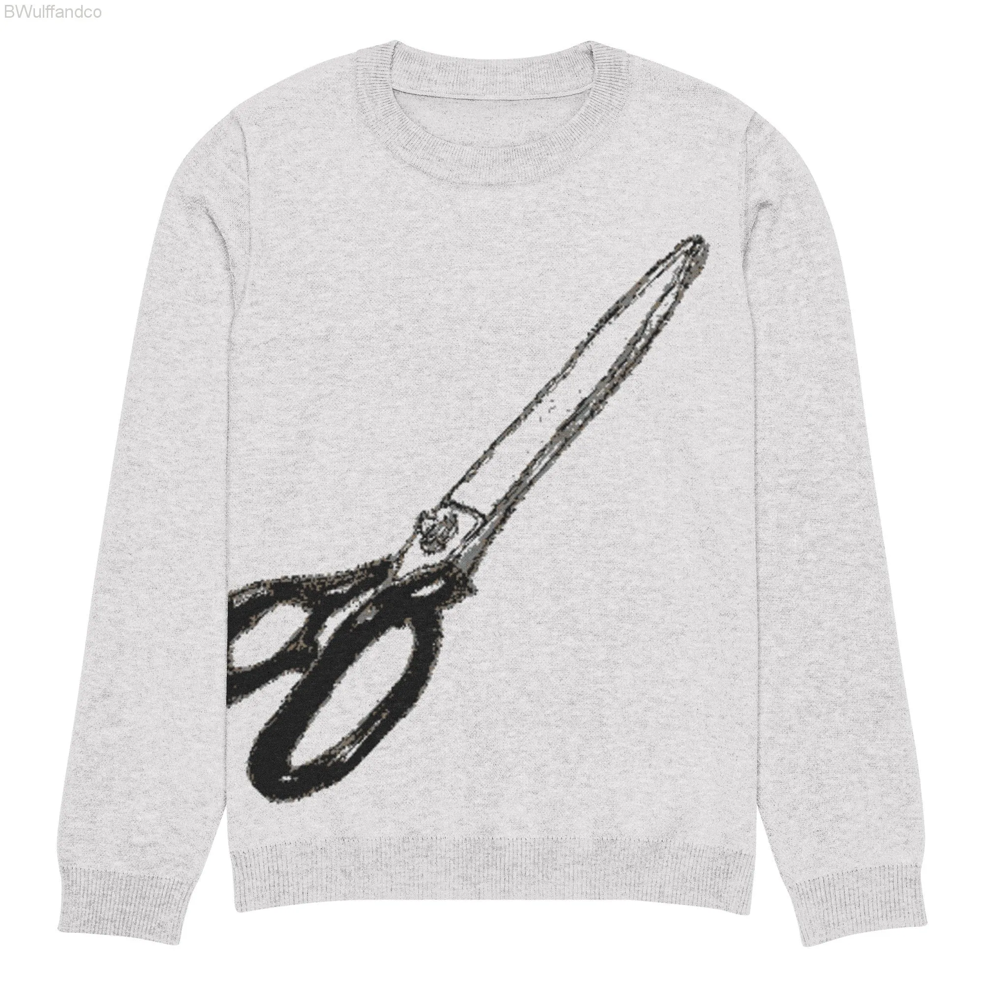 Knitted crew neck sweater - Scissors