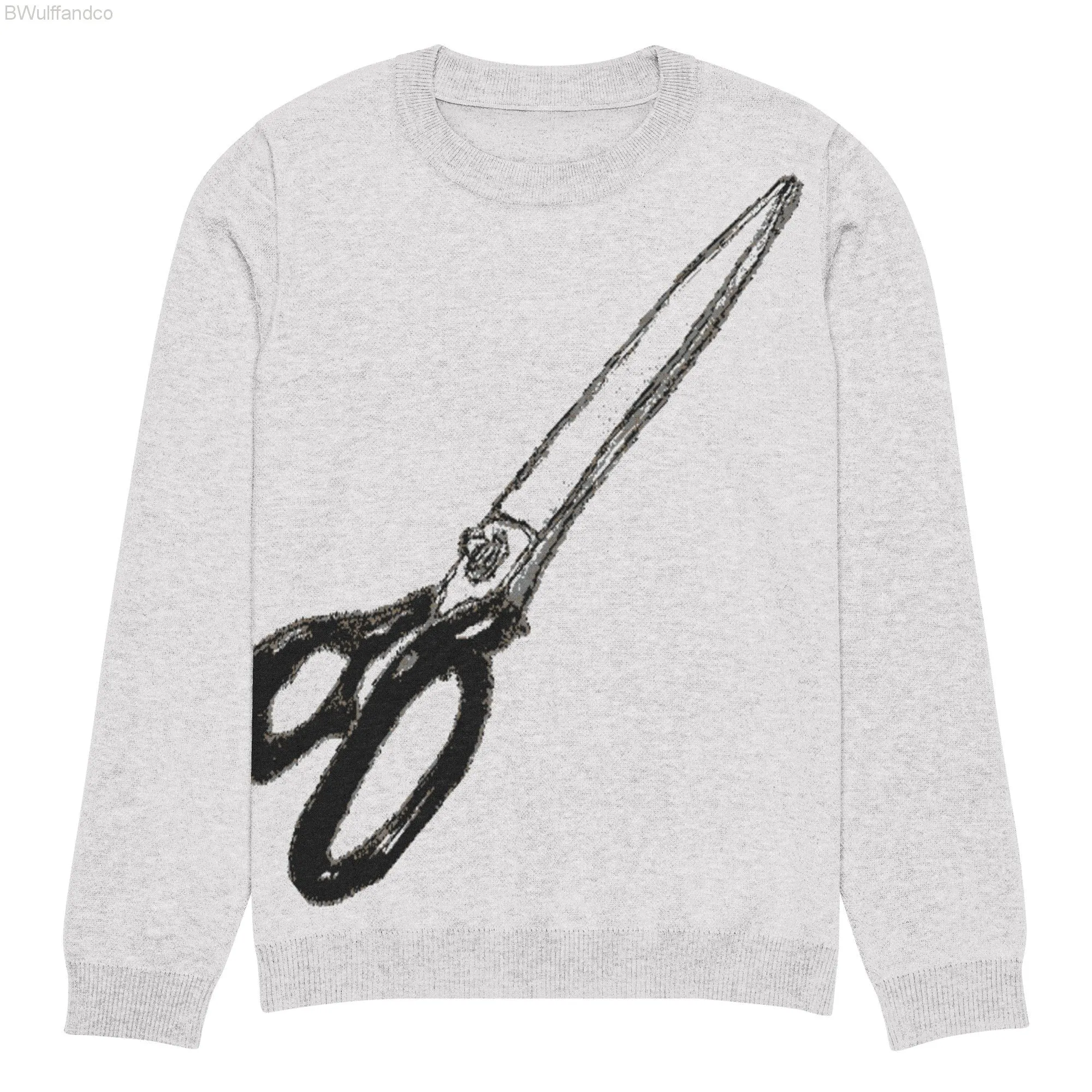 Knitted crew neck sweater - Scissors