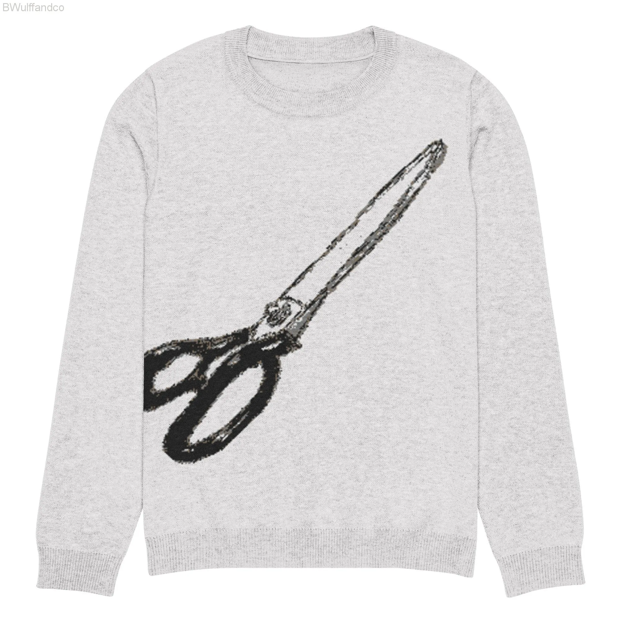 Knitted crew neck sweater - Scissors