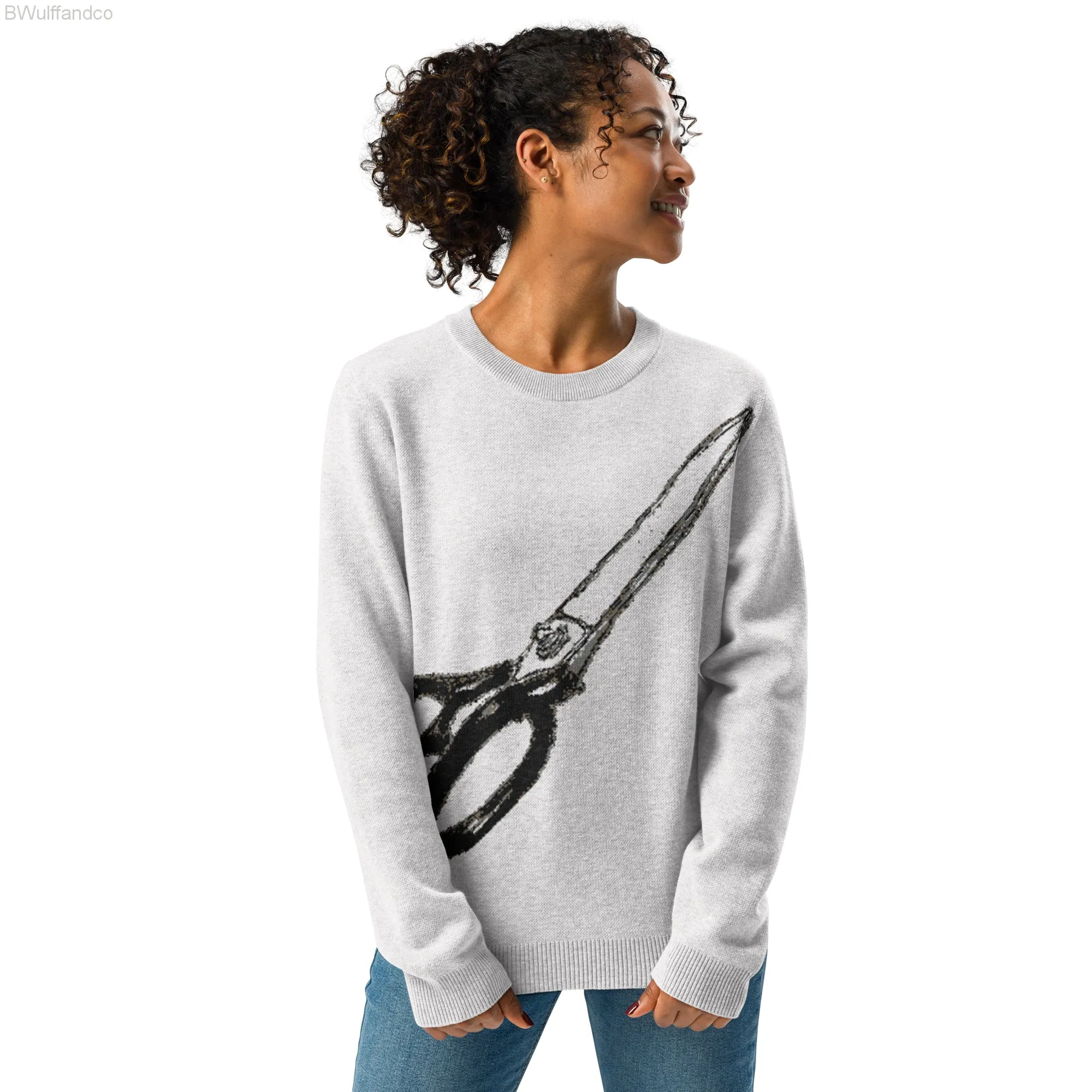 Knitted crew neck sweater - Scissors