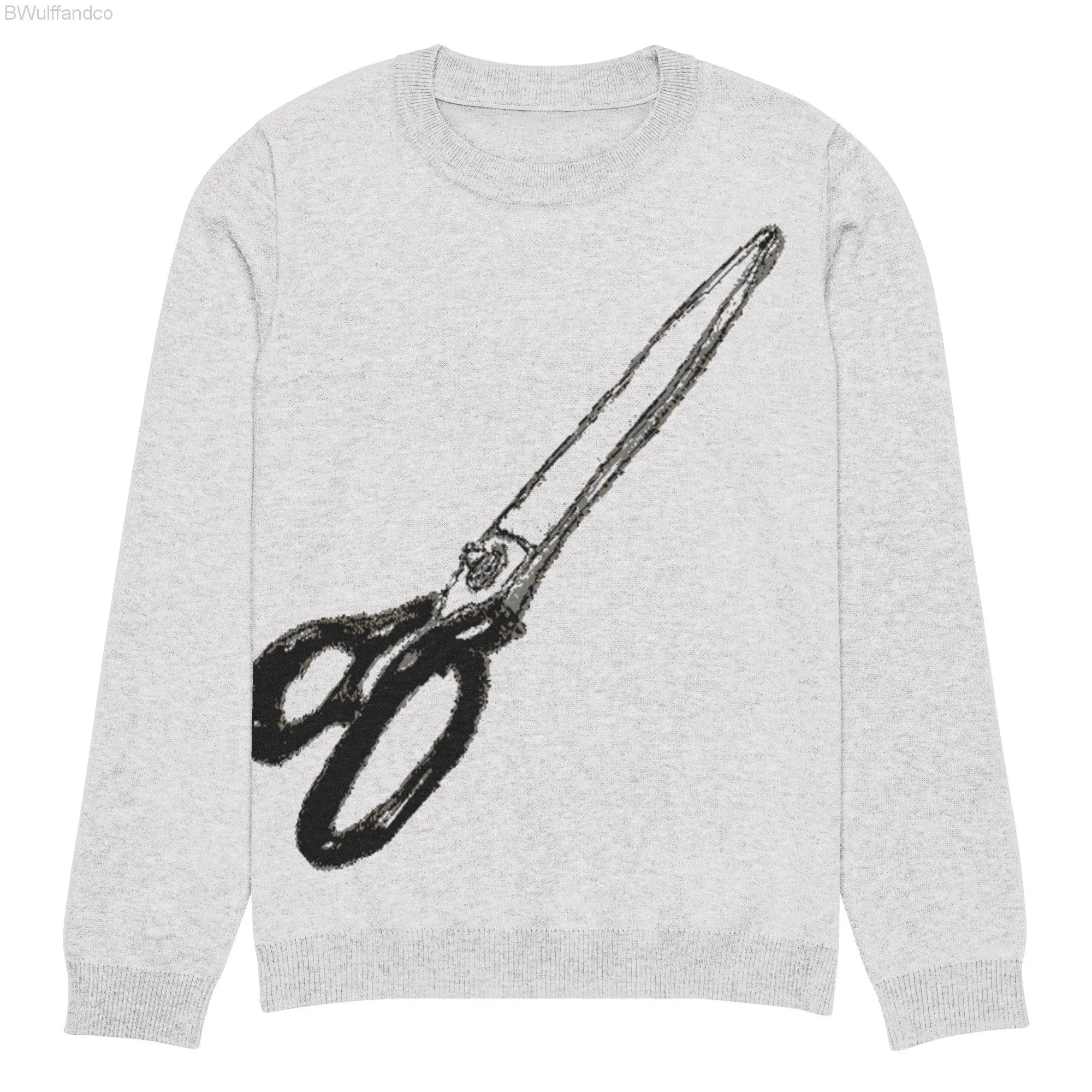 Knitted crew neck sweater - Scissors