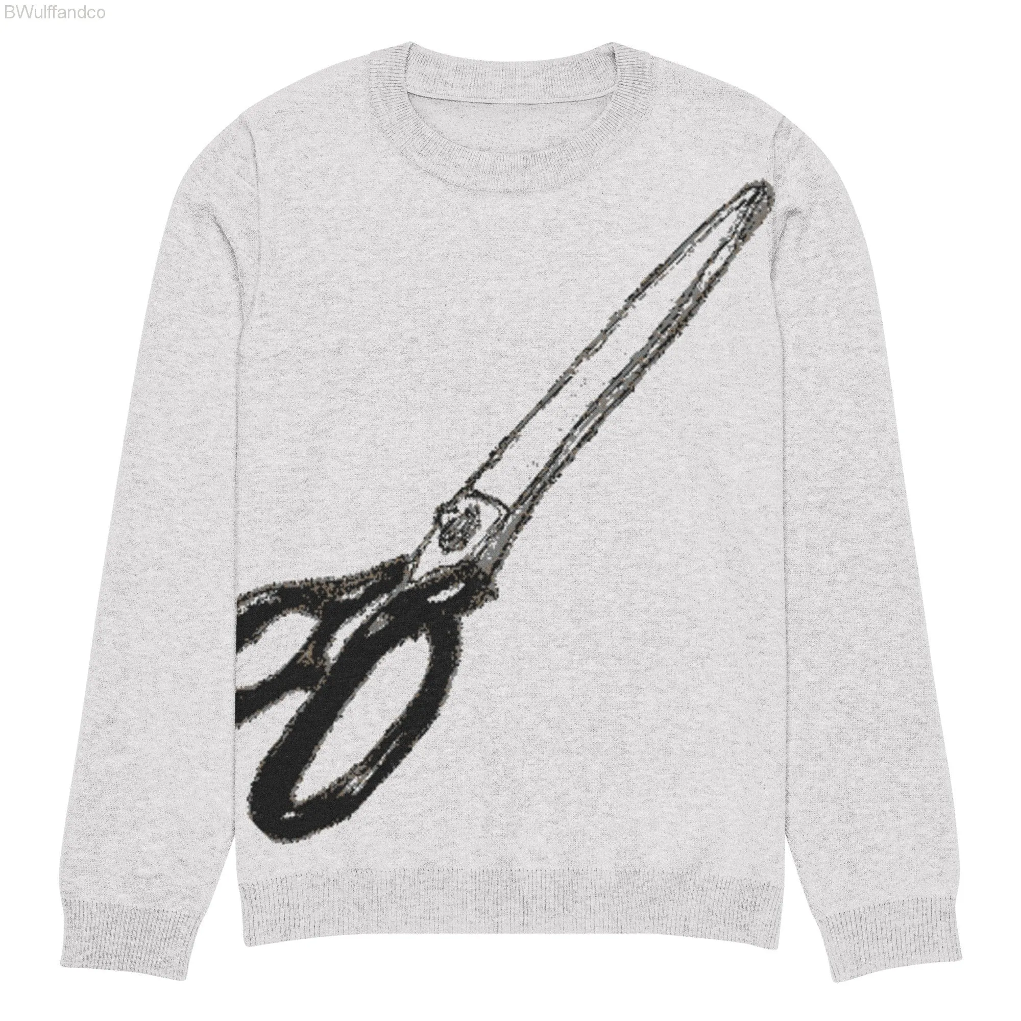 Knitted crew neck sweater - Scissors