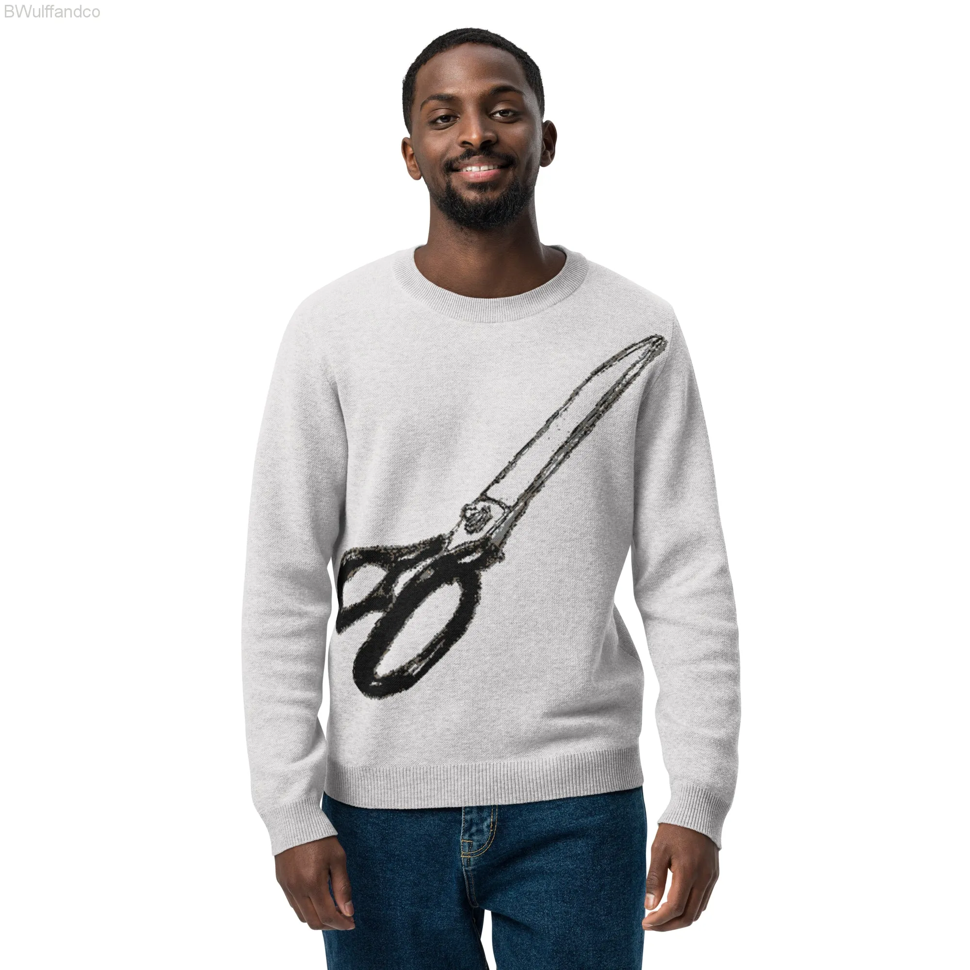 Knitted crew neck sweater - Scissors