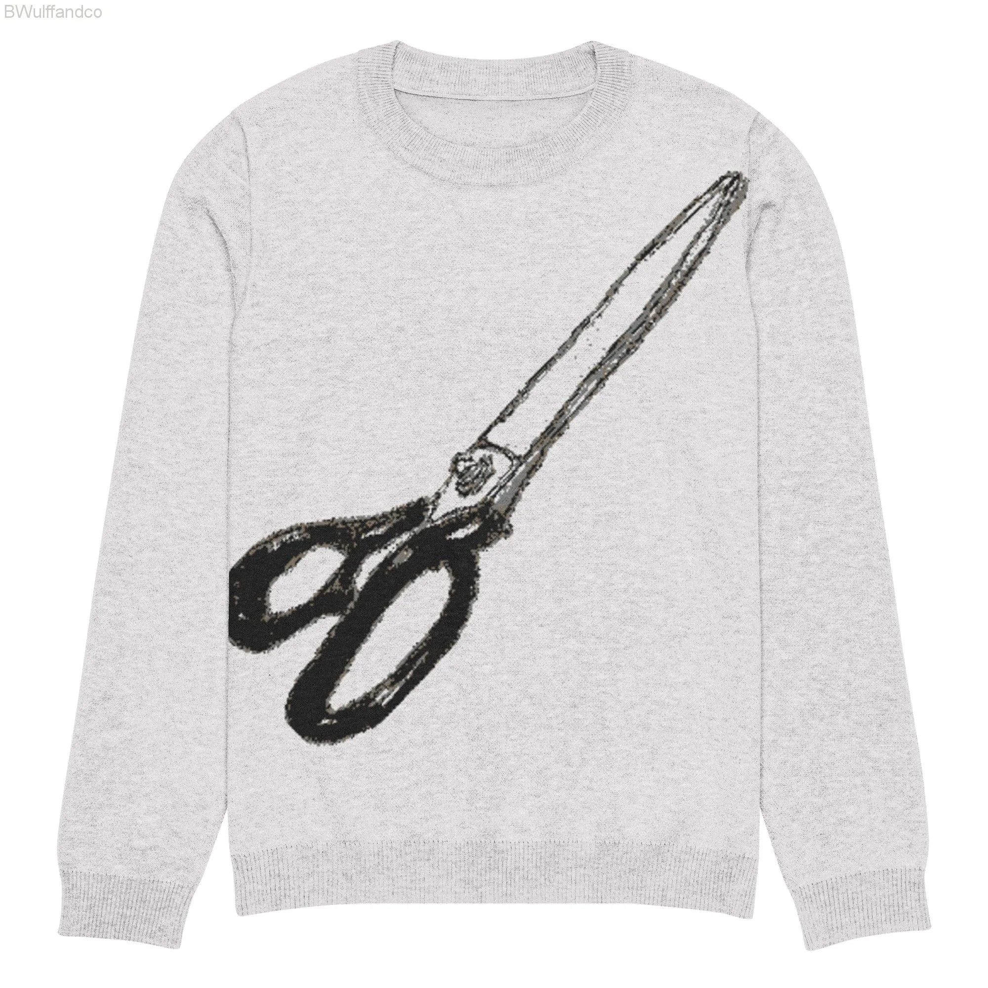 Knitted crew neck sweater - Scissors