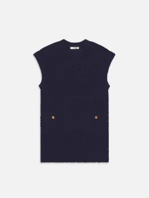 Knitted Vest Dress -- Navy