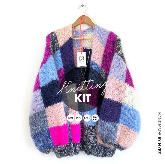 Knitting Kit – MYPZ Patchwork Mohair Cardigan Blue NO.9 (ENG-NL)