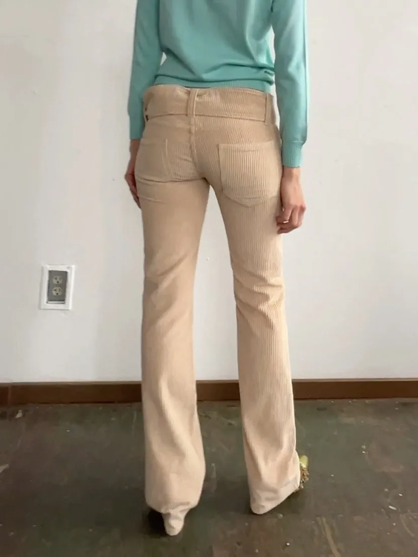 Latte Belted Corduroy Pants (S)