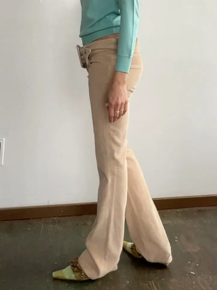 Latte Belted Corduroy Pants (S)