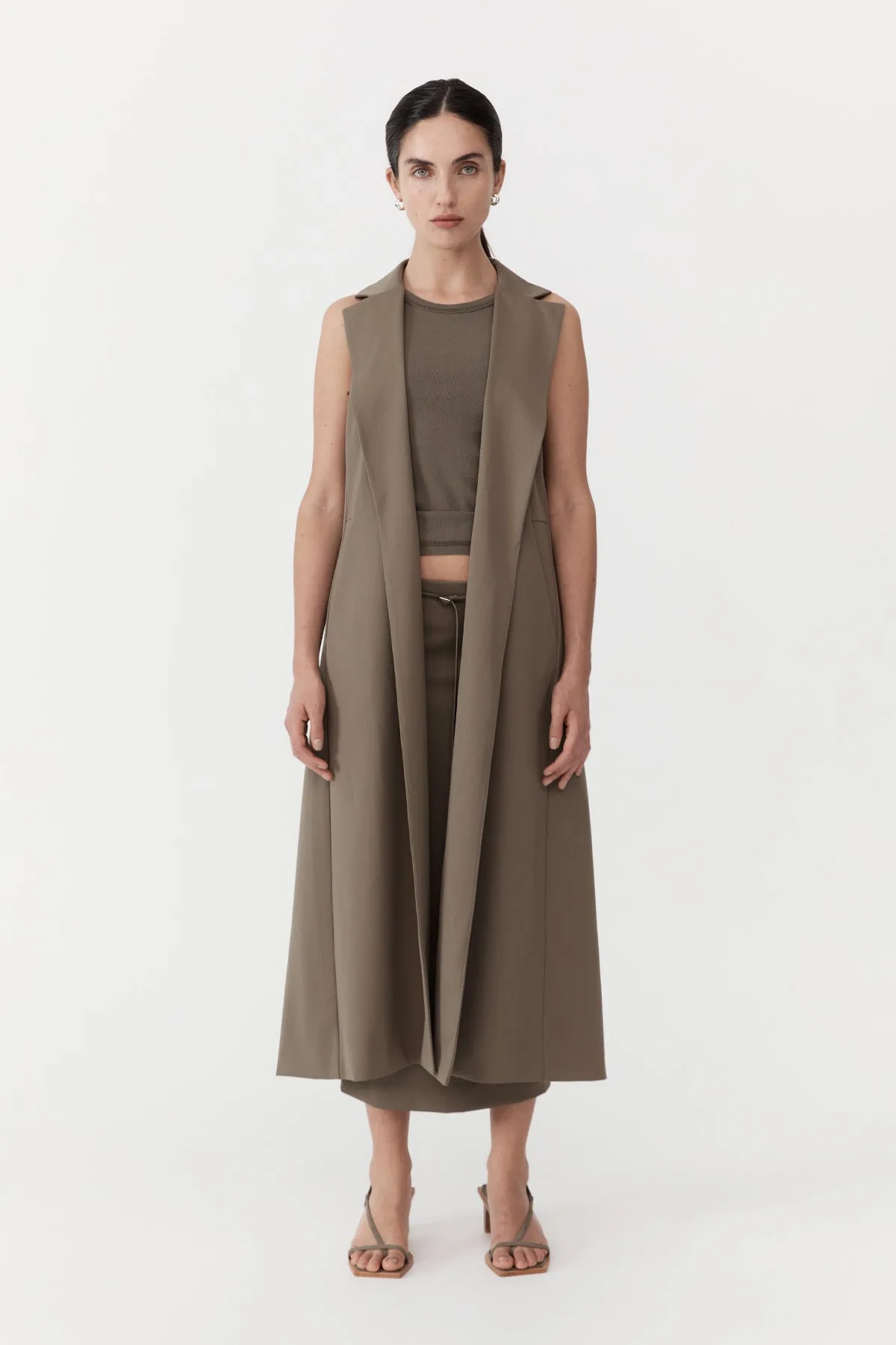 Layered Wool Trench - Kelp