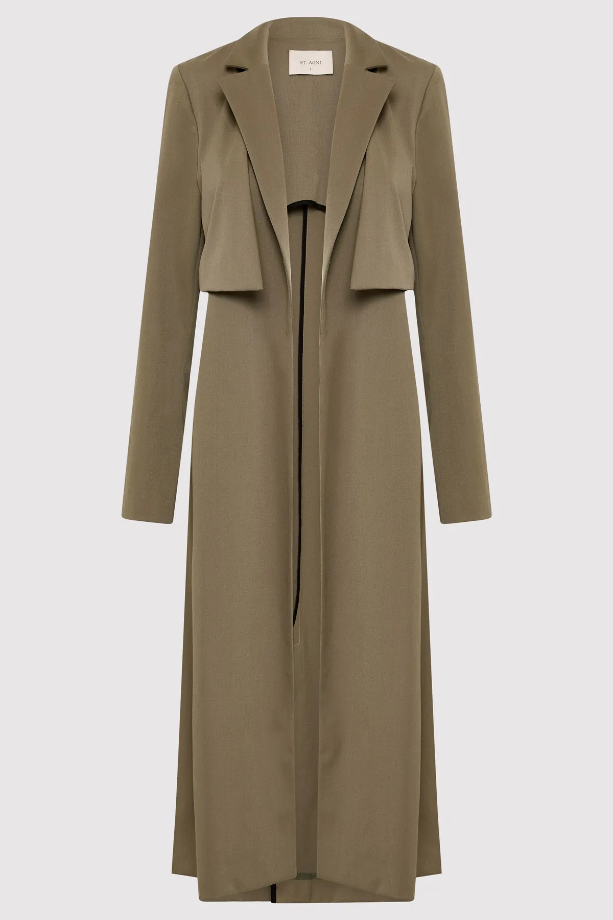 Layered Wool Trench - Kelp