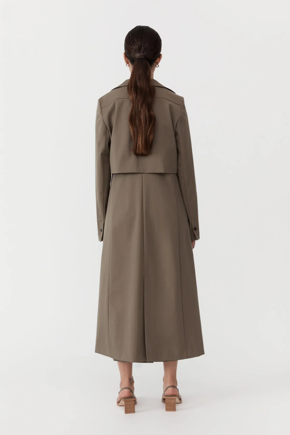 Layered Wool Trench - Kelp