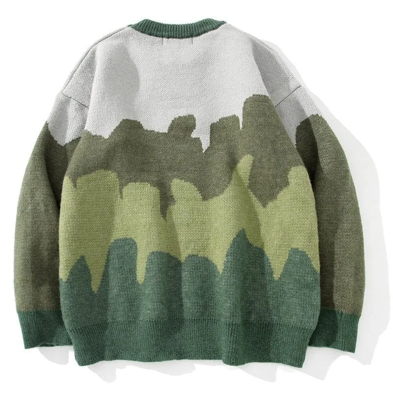 LEMANDIK Contrasting Color Crew Neck Sweater