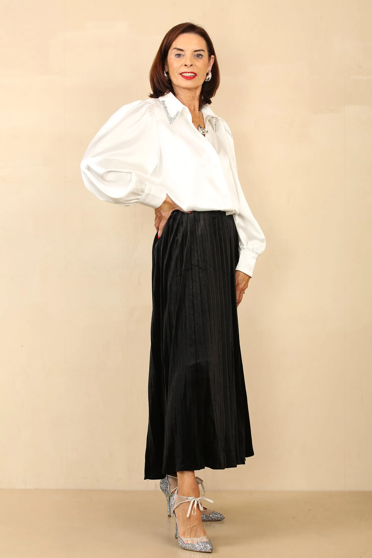 LINA VELVET SKIRT - BLACK