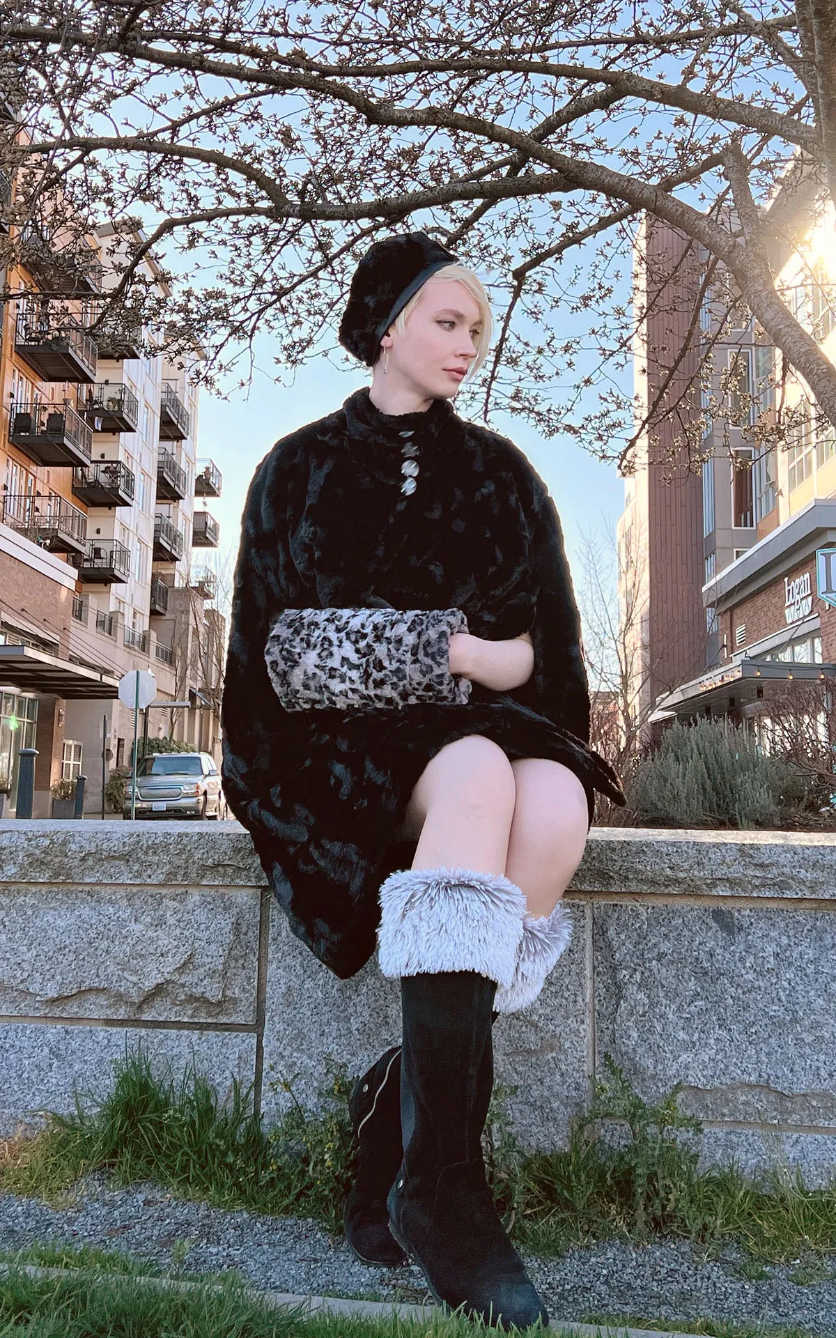 Long Cape - Minky Faux Fur in Black (One Left!)