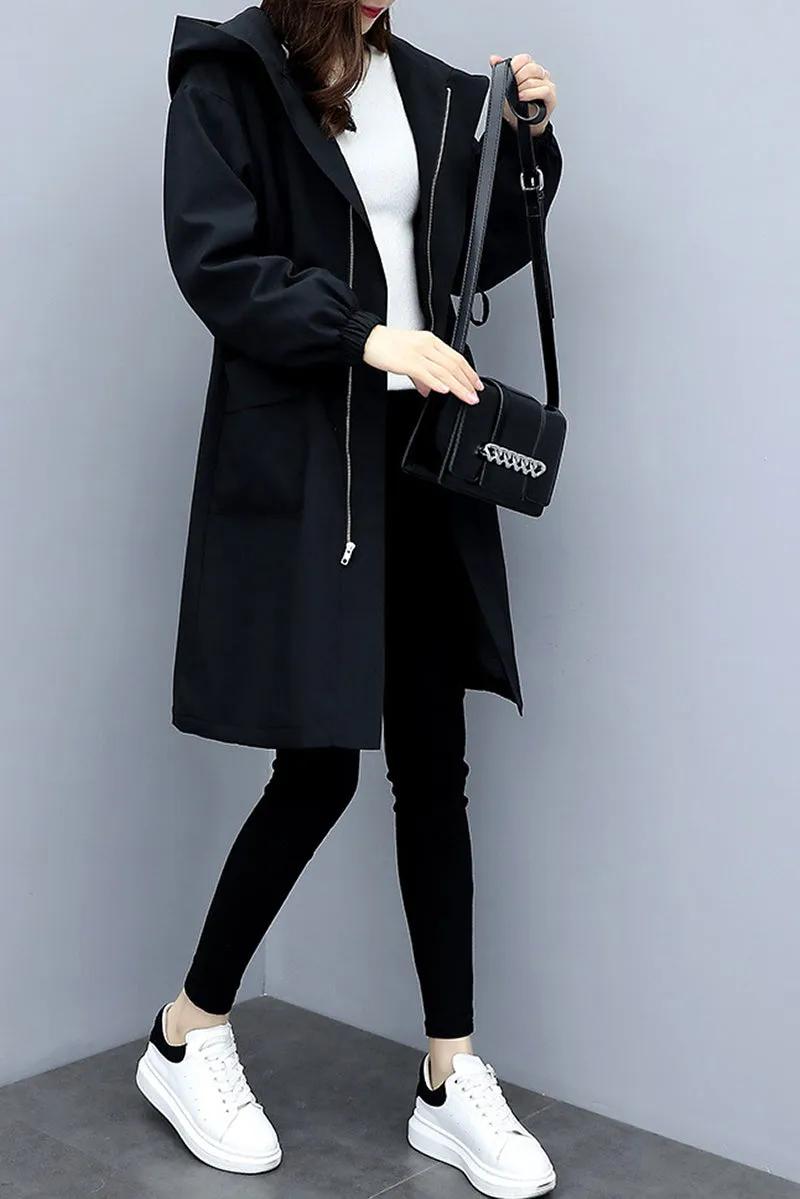 Long Coat with Velvet Lining and Hood