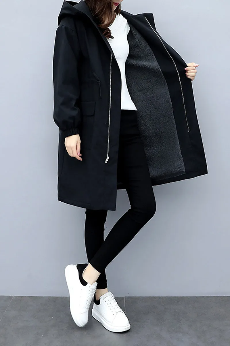 Long Coat with Velvet Lining and Hood