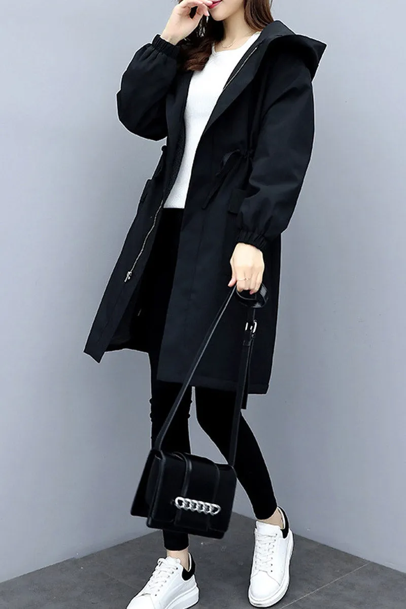 Long Coat with Velvet Lining and Hood