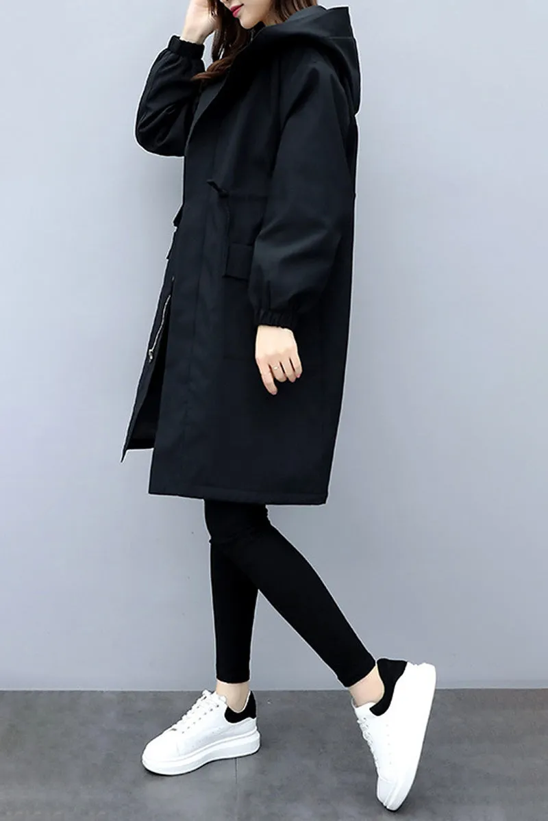 Long Coat with Velvet Lining and Hood