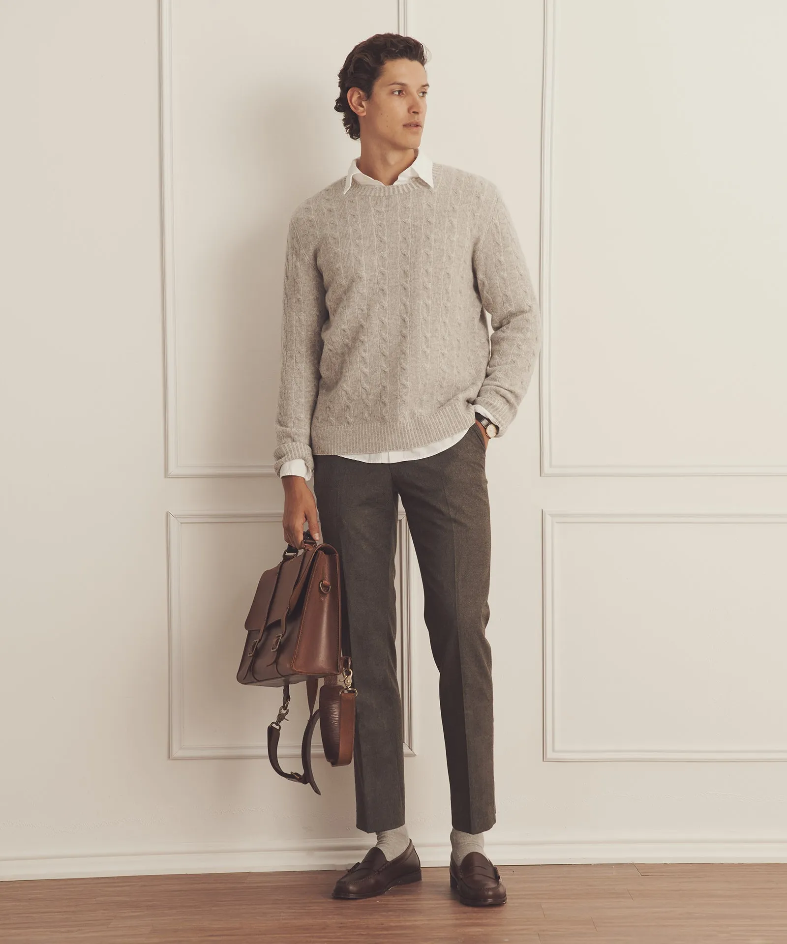 Luxe Cashmere Cable Crewneck