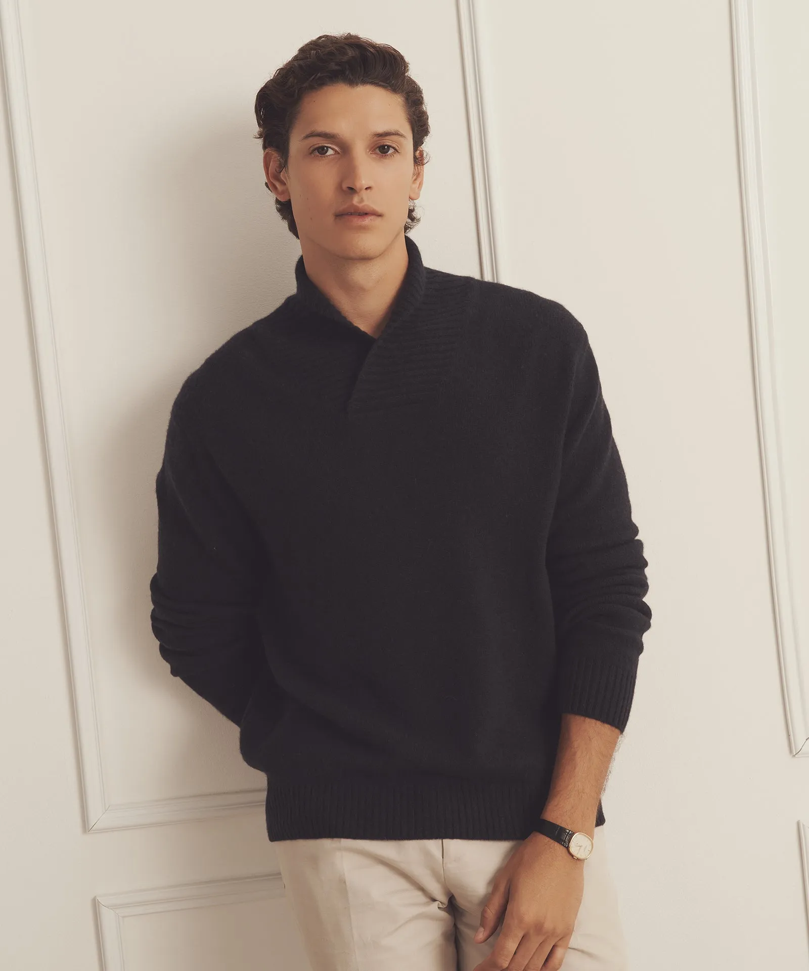 Luxe Cashmere Shawl Collar Pullover