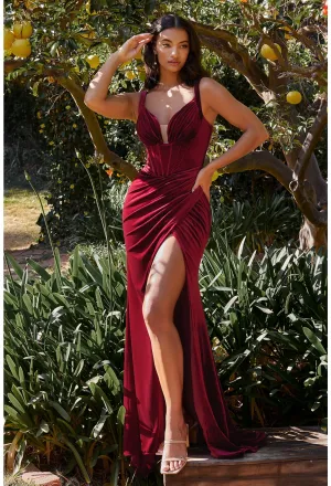 Luxurious | Deep V-Neckline Velvet Fitted Dress | LaDivine CD235