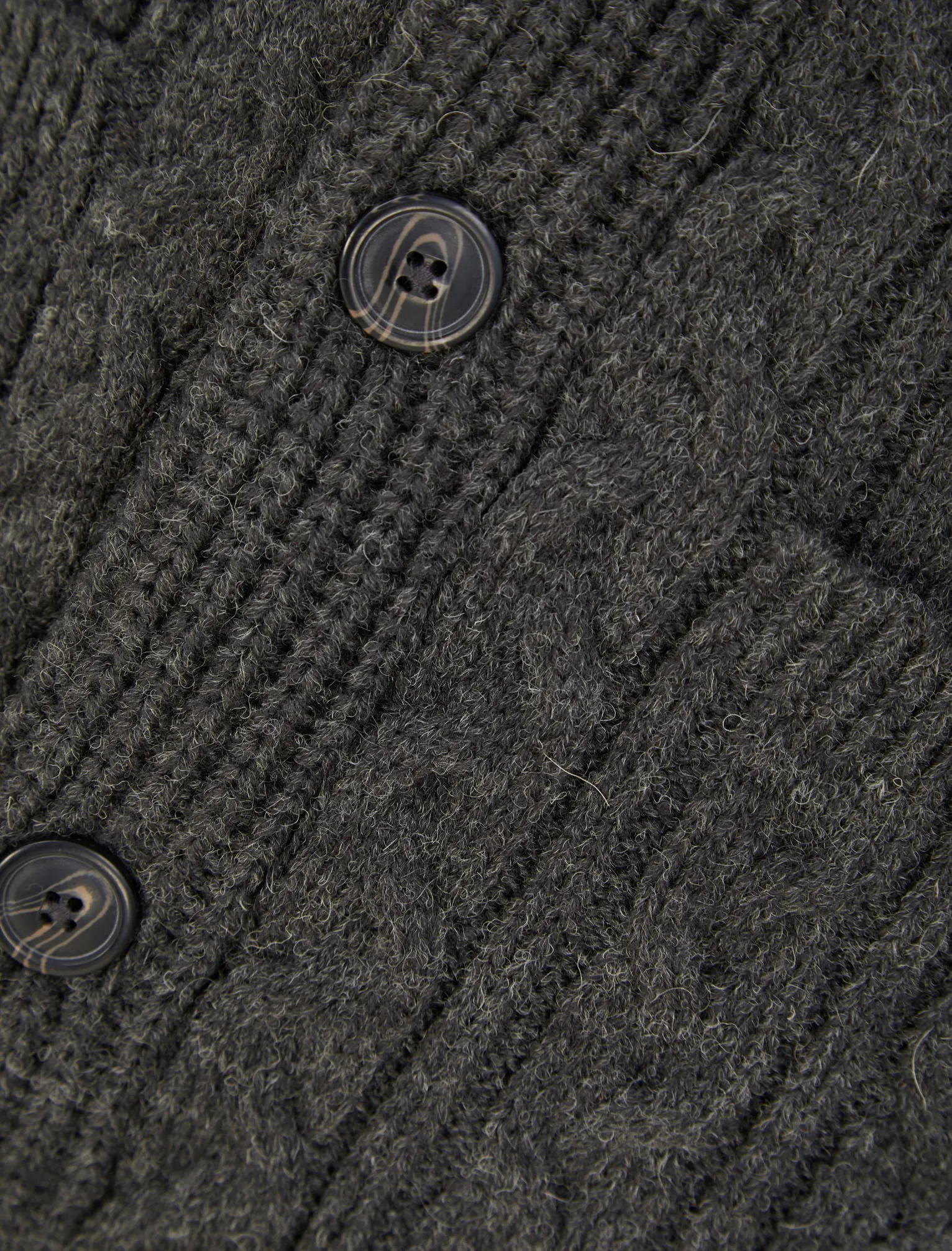 Manji Cable Knitted Wool Blend Cardigan with Shawl Collar In Charcoal Marl - Tokyo Laundry