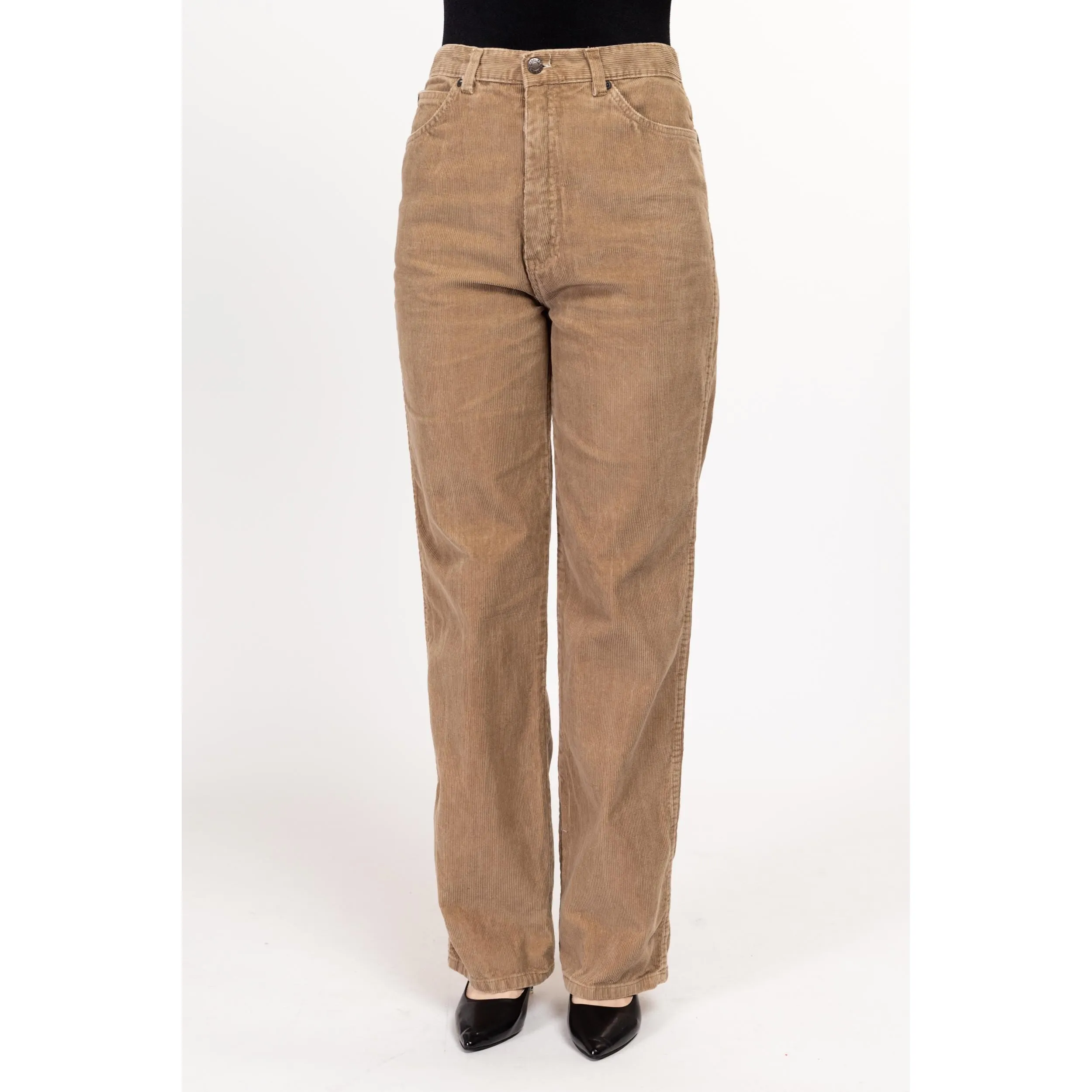 Medium 80s Tan Corduroy High Waisted Pants 29"