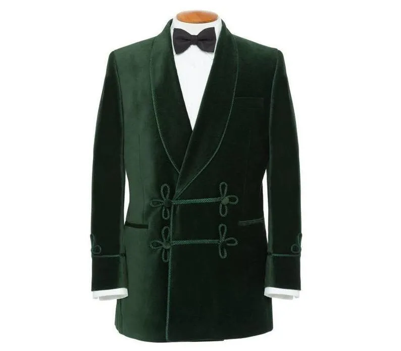 Men's Elegant Luxury Green Velvet Jacket Hosting Dinner Party Wear Blazer Coat