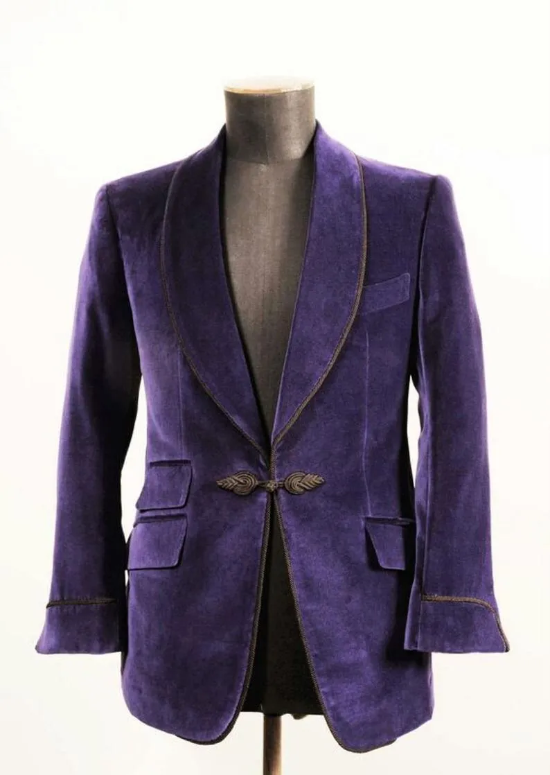 Mens Purple Velvet Jacket Elegant Luxury Blazer Jacket Dinner Party Wear Blazers