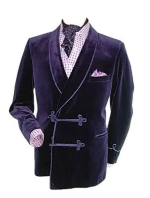 Mens Purple Velvet Robe De chambre Jackets Evening Dinner Coat Robe Blazers