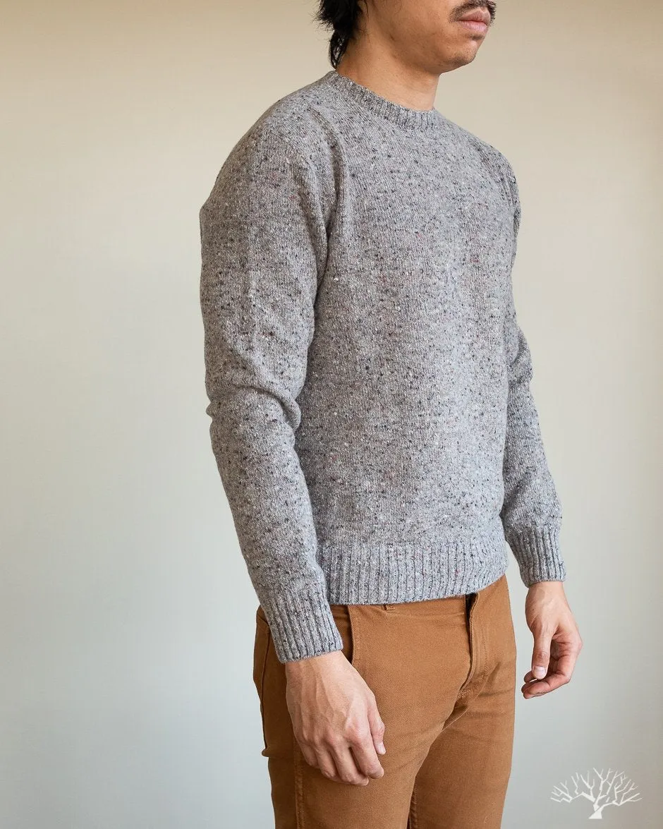 Merino Cashmere Blend Donegal Sweater - Ash