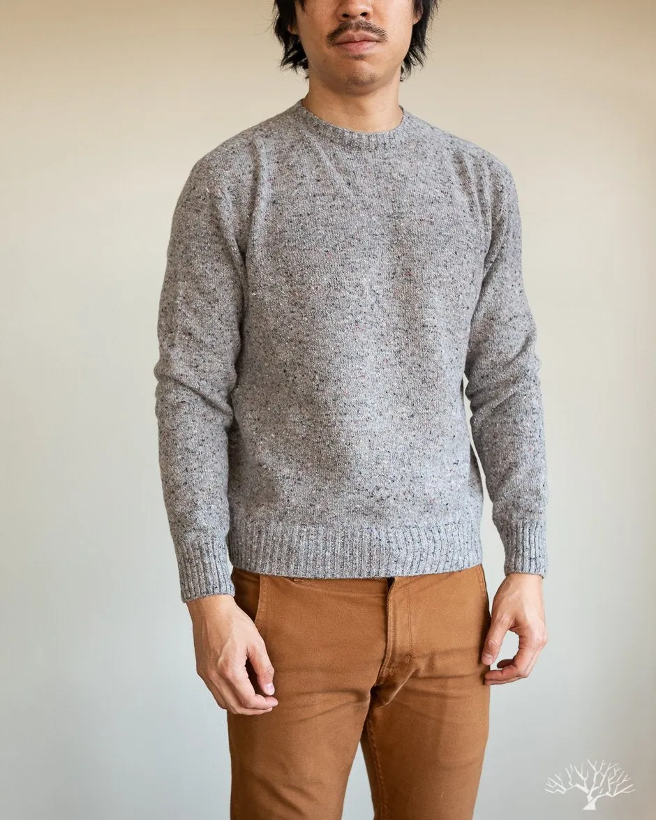 Merino Cashmere Blend Donegal Sweater - Ash