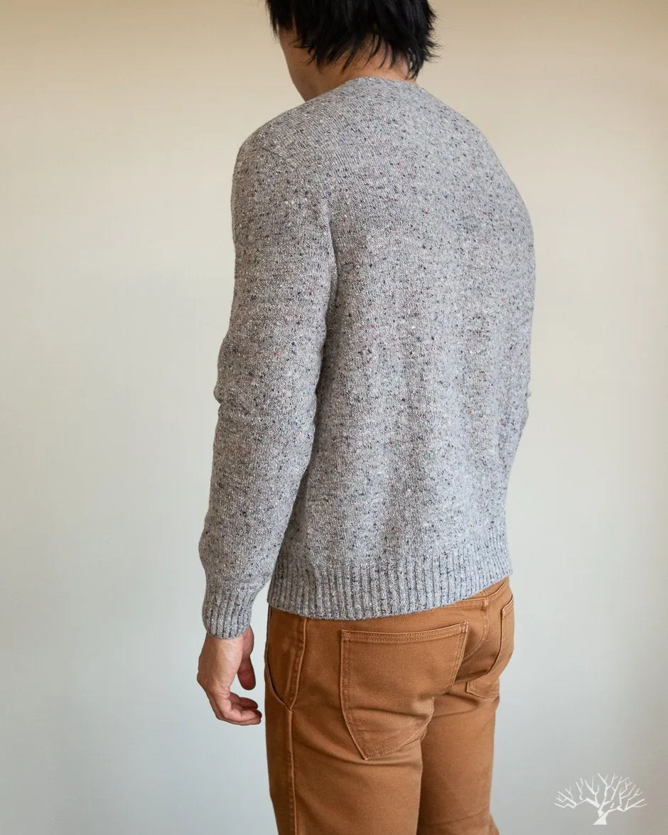 Merino Cashmere Blend Donegal Sweater - Ash