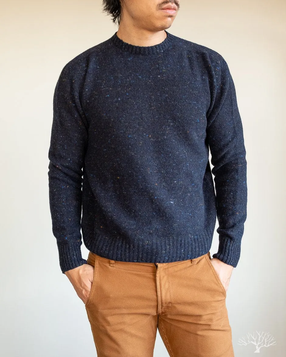 Merino Cashmere Blend Donegal Sweater - Prussia