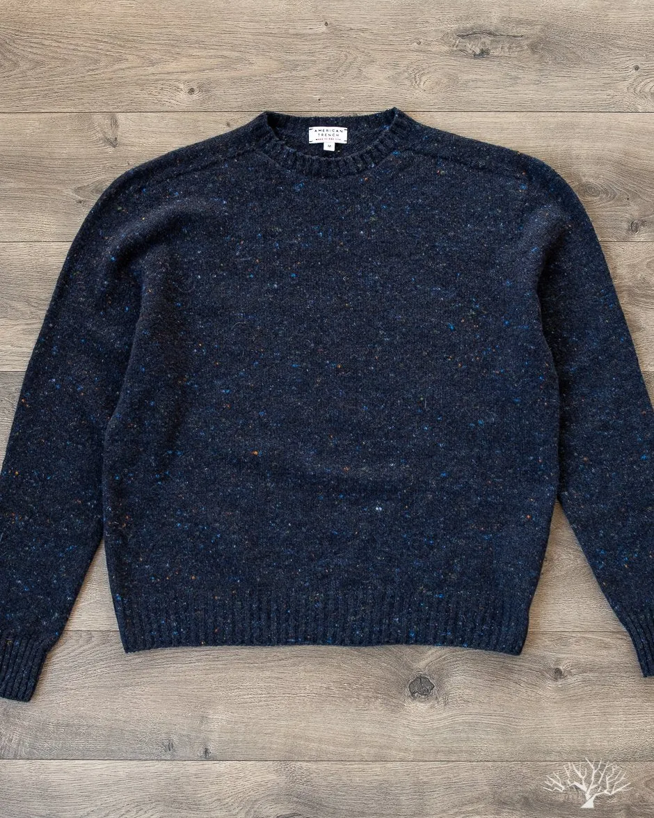 Merino Cashmere Blend Donegal Sweater - Prussia