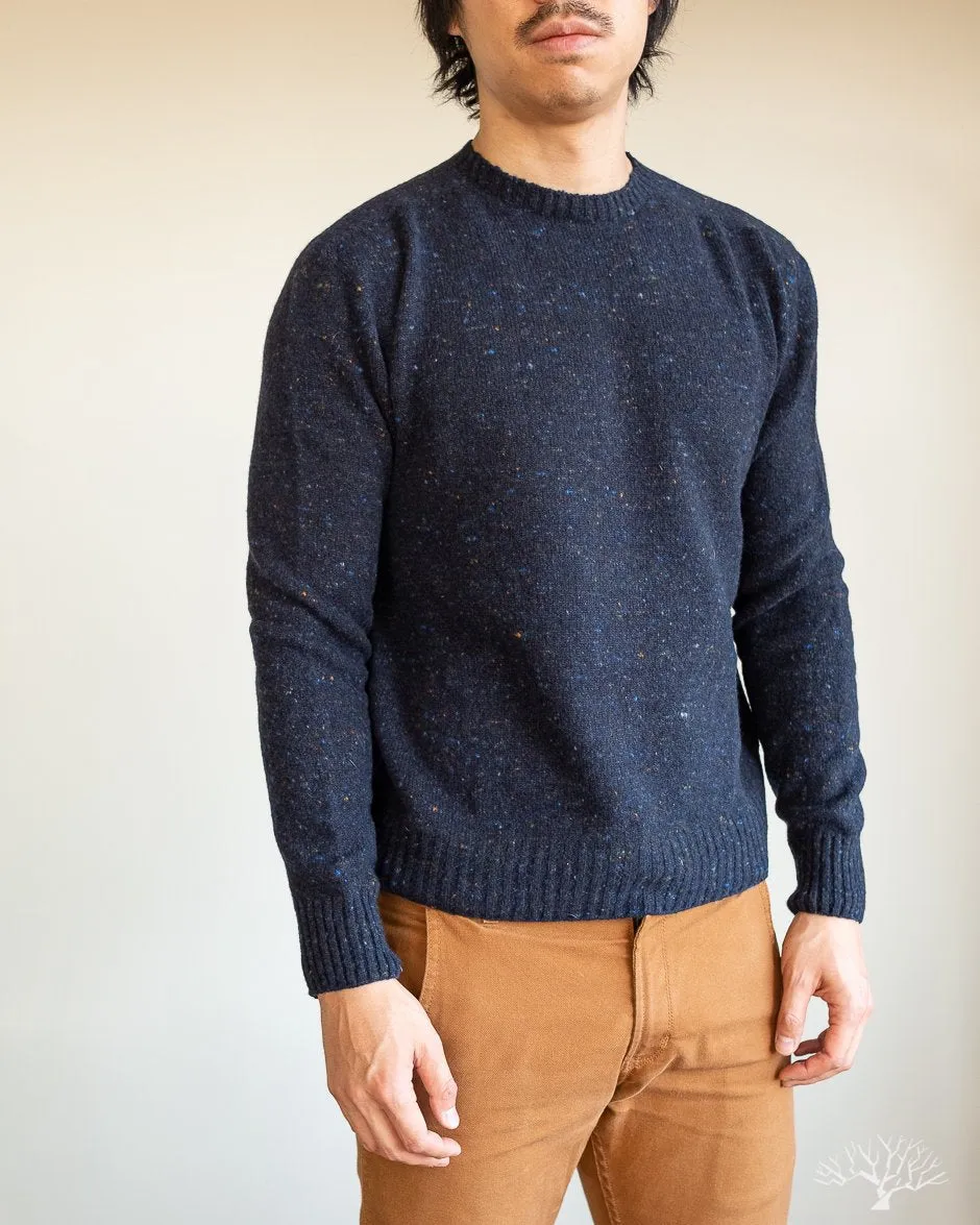 Merino Cashmere Blend Donegal Sweater - Prussia