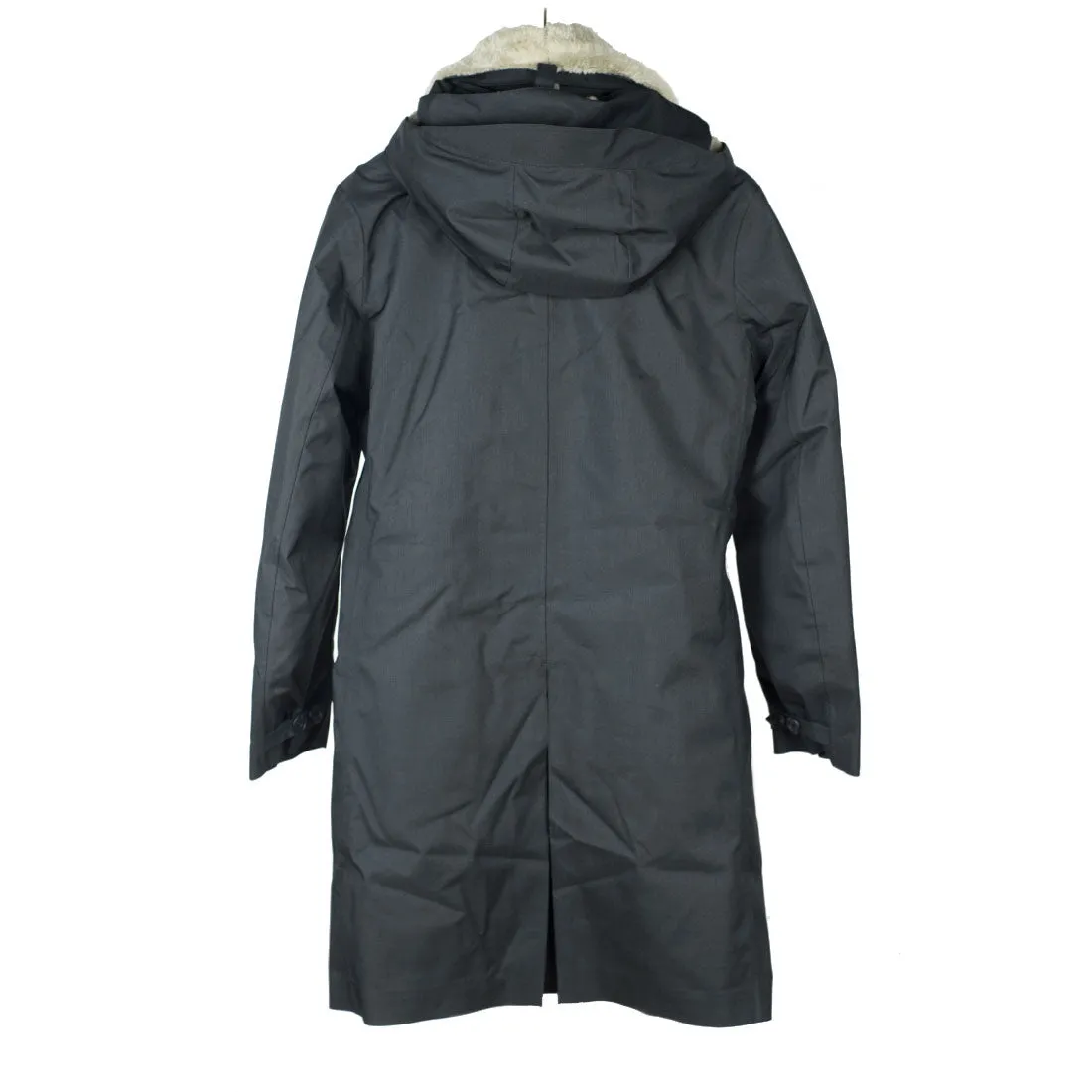 Mixed black Moscow raincoat with shearling collar and Arctic padded lining