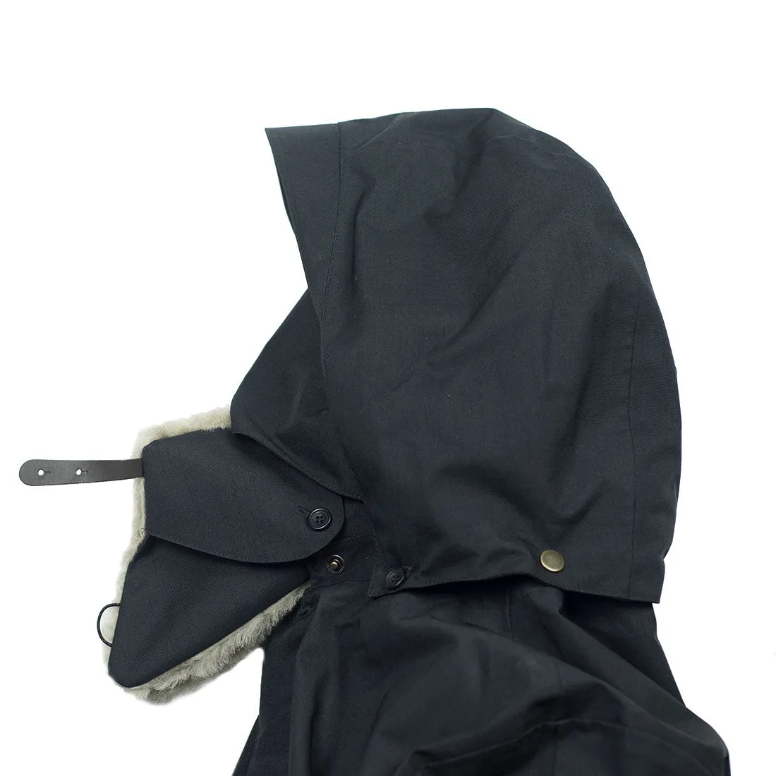 Mixed black Moscow raincoat with shearling collar and Arctic padded lining