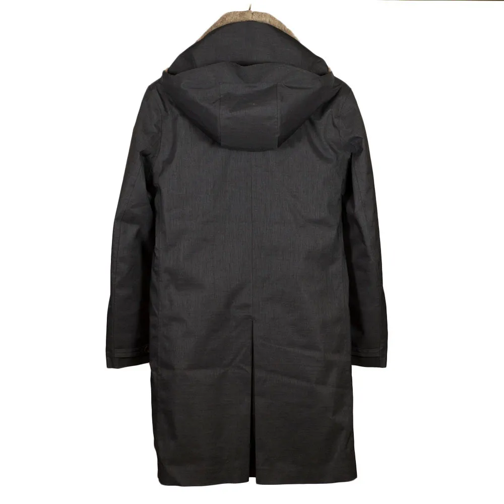 Mixed Navy Moscow raincoat with shearling collar and Arctic padded liner