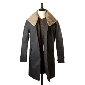 Mixed Navy Moscow raincoat with shearling collar and Arctic padded liner