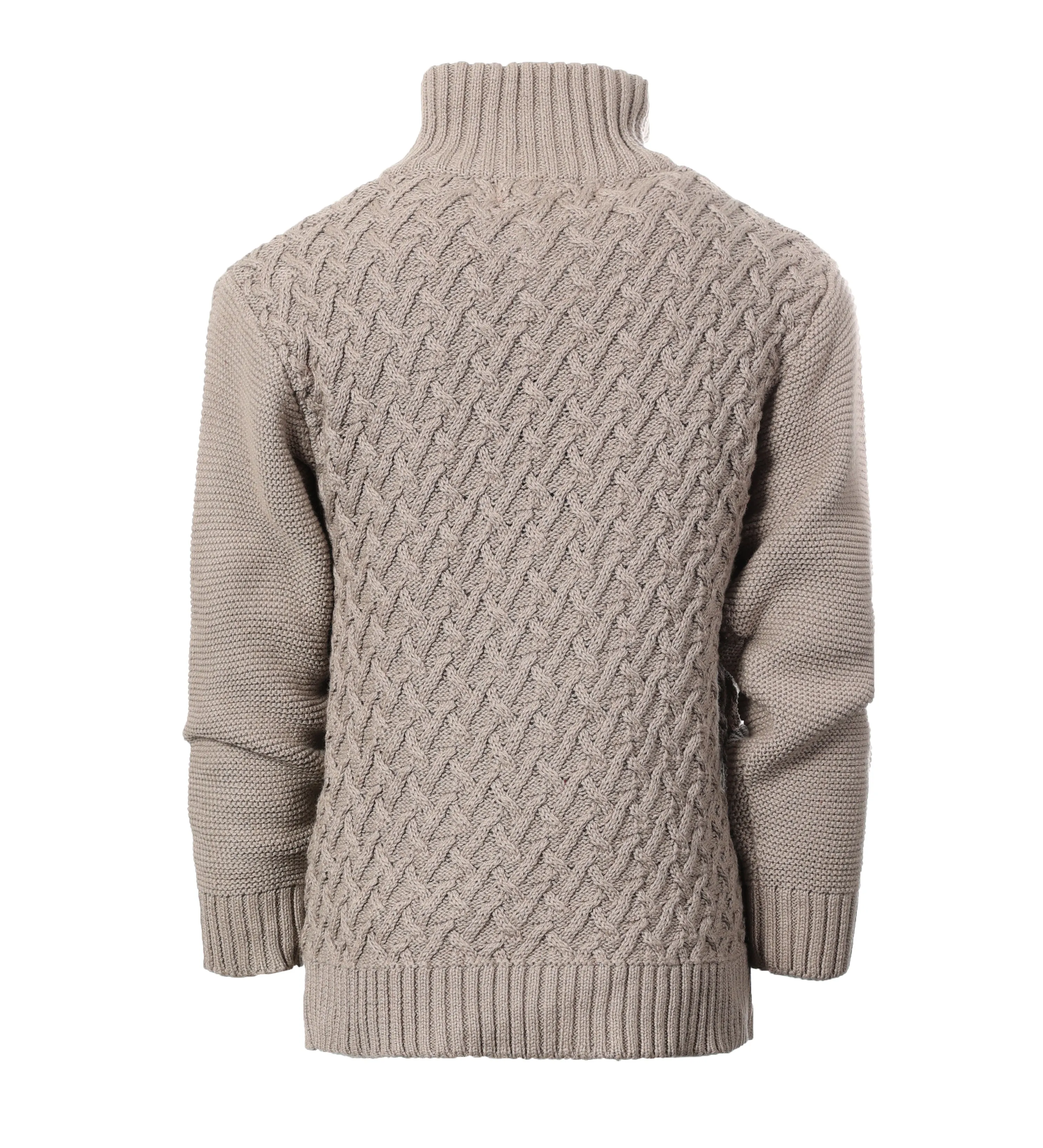 Mock Neck Pullover Knitted Sweater - Stone