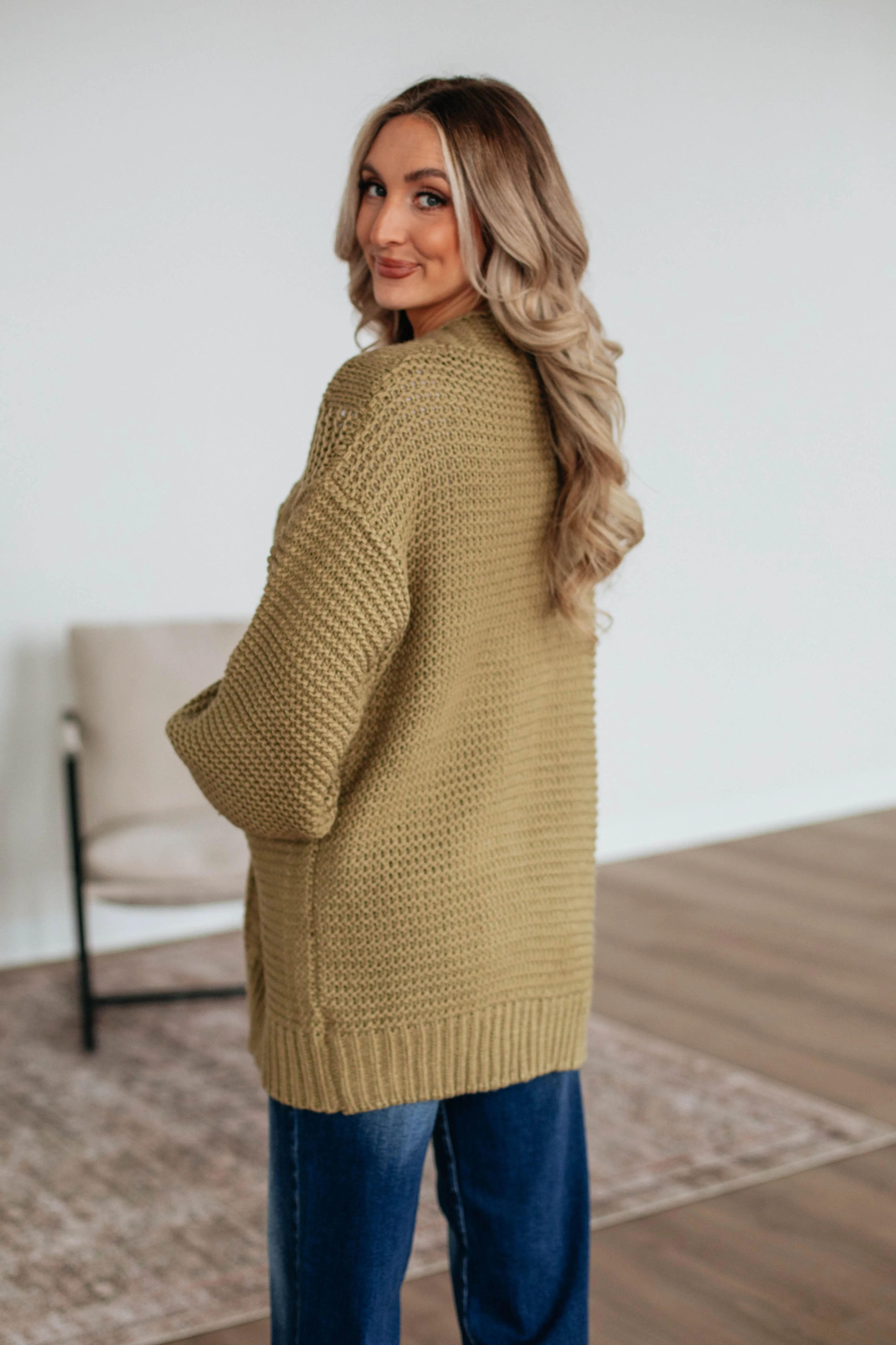 Montley Cable Knit Cardigan - Light Olive