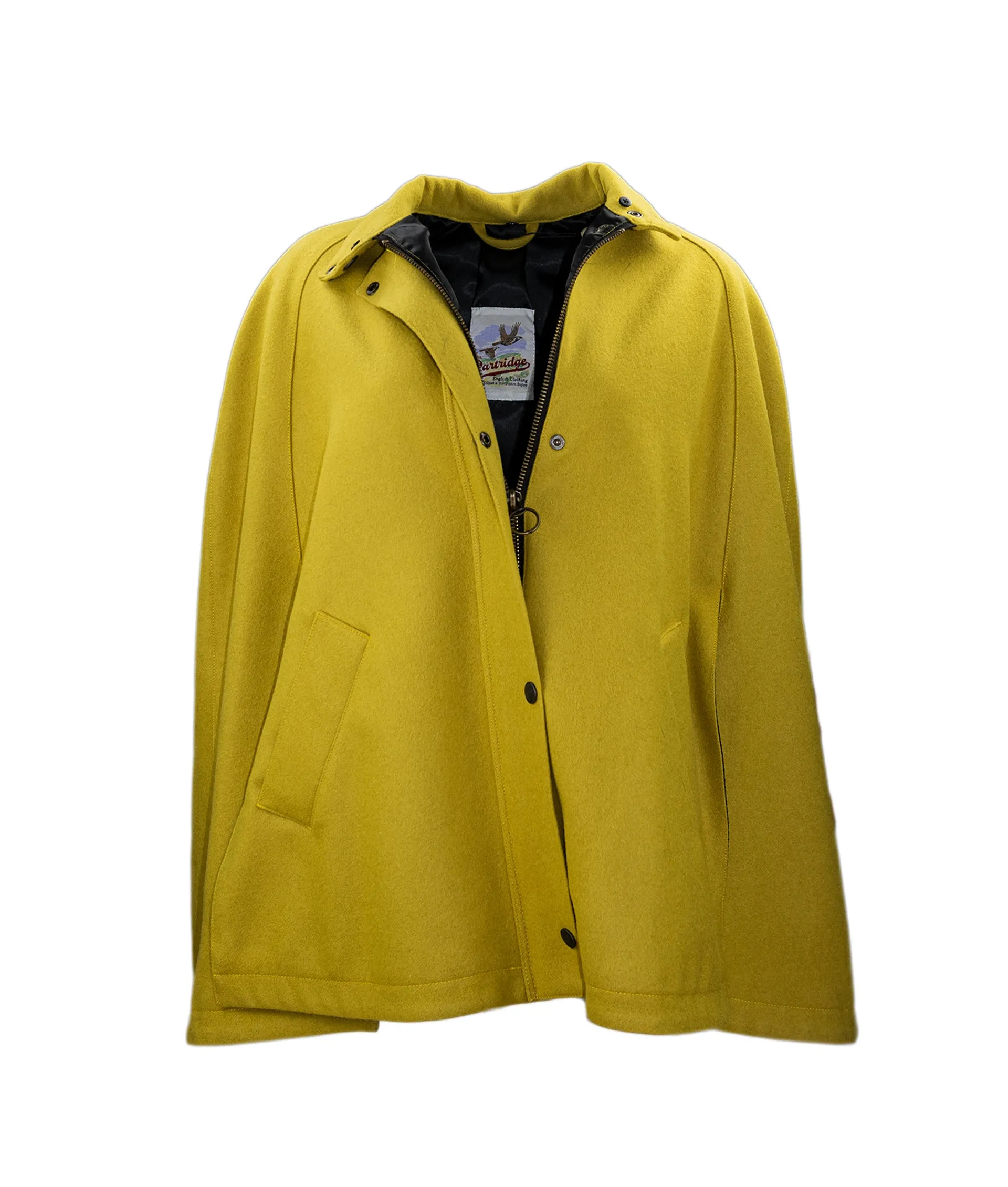 Newbury Tweed Cape with Faux Fur Collar - Ochre Yellow