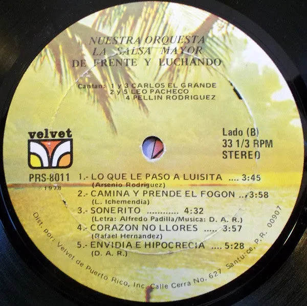 Nuestra Orquesta La Salsa Mayor - De Frente Y Luchando..! (LP, Album) (VG)