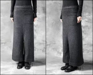 Original Design Women's Wool Culottes Wide Leg Japanese Pants Low Crotch Yogawear