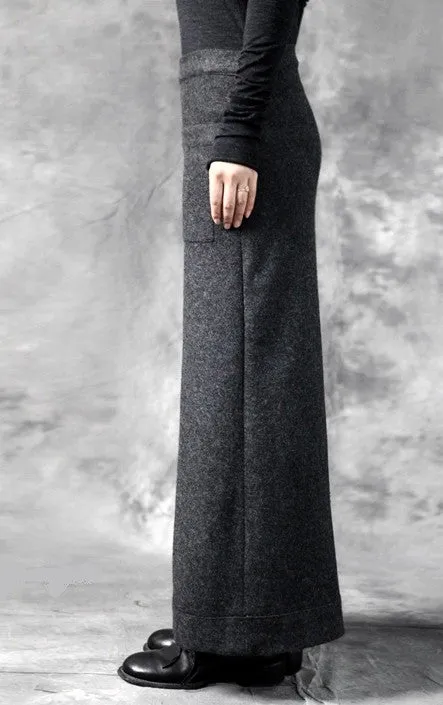 Original Design Women's Wool Culottes Wide Leg Japanese Pants Low Crotch Yogawear